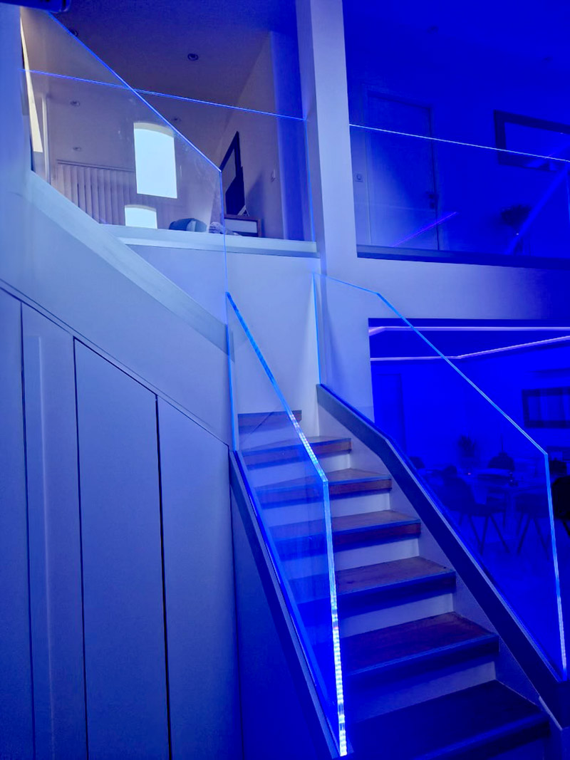 garde-corps verre a led rampe escalier éclairage leds